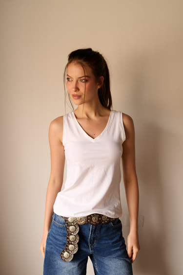 TANK TOP CUELLO V - BLANCO