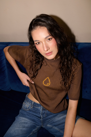 CAMISETA TEJIDA AGUA CAFE