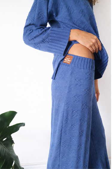 PANTALON TEJIDO RAYOS - AZUL