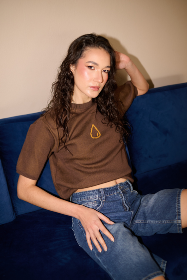 CAMISETA TEJIDA AGUA CAFE