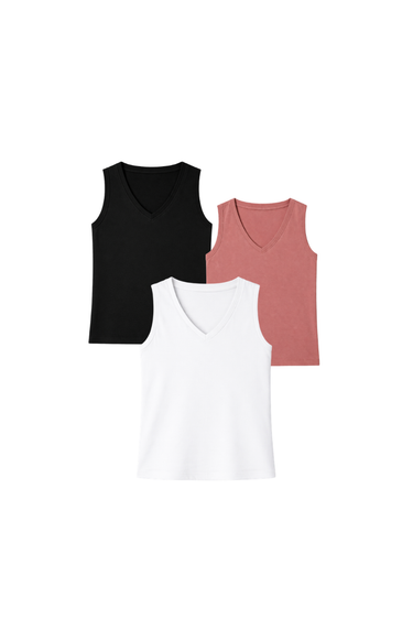 TANK TOP CUELLO V - BLANCO